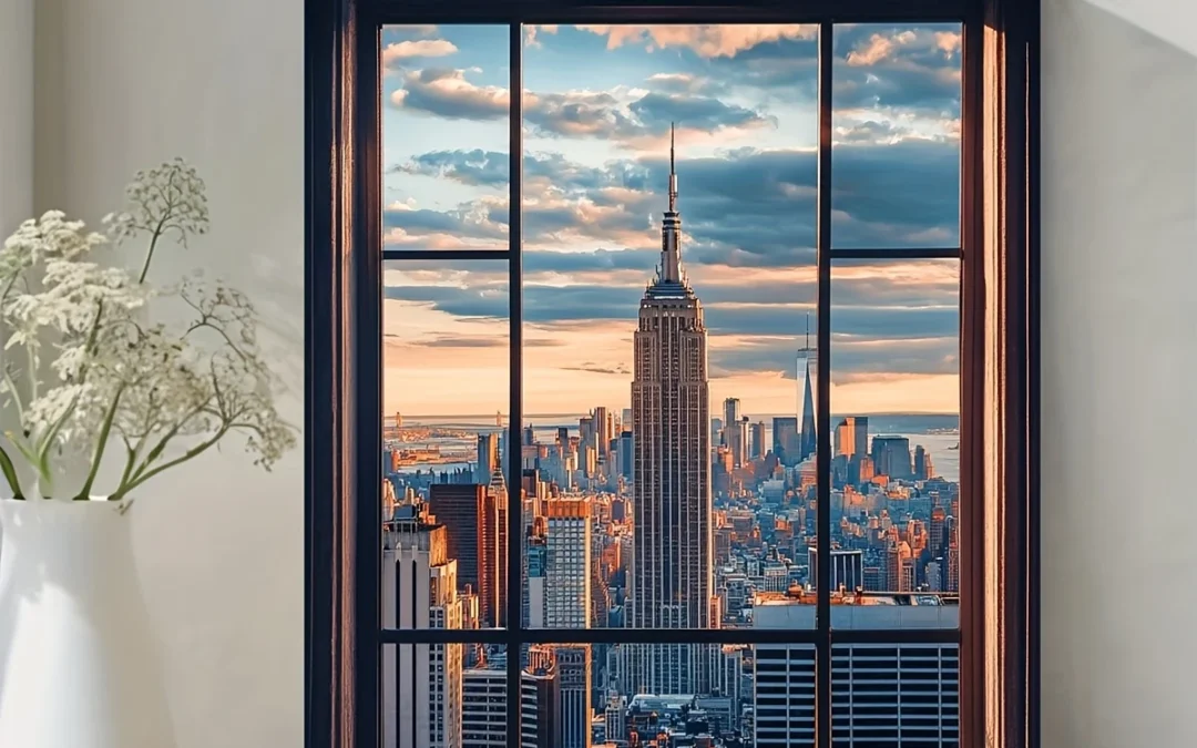 New York City Window View Wall Art Canvas Framed 40×60
