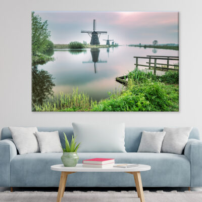 Windmill Reflected in the Canal Wall Art Print 100% Australian Made