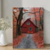 Autumn Farmhouse Fall Landscape Wall Art Canvas Framed 40x60