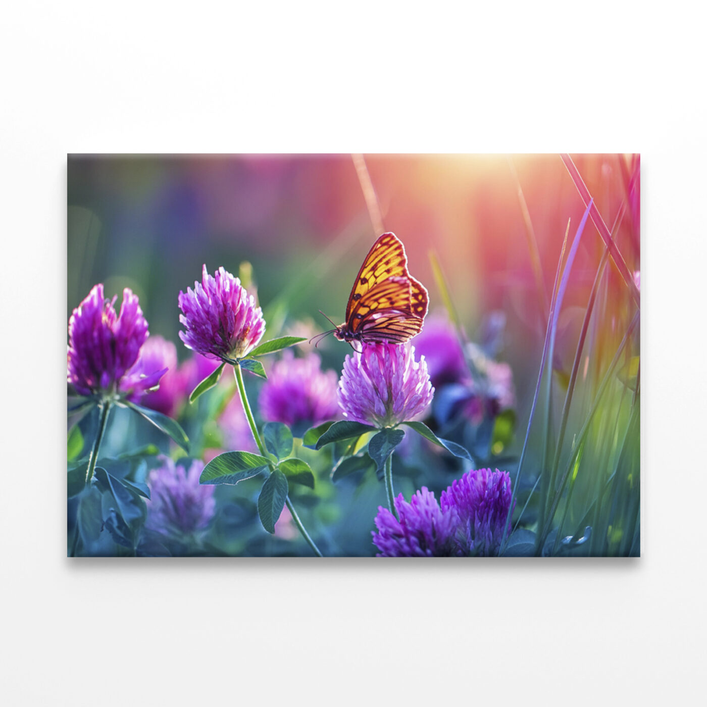 Wild Flowers & Butterfly In Spring  Wall Art Print 100% Australian Made - Image 2
