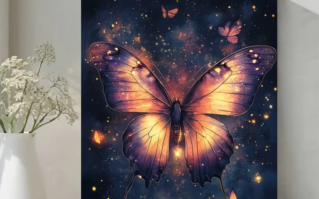 Vintage Butterfly Illustration Wall Art Canvas Framed 40×60