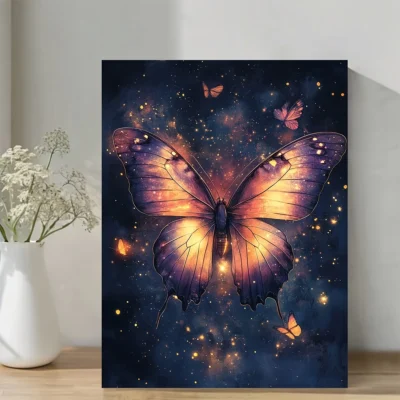 Vintage Butterfly Illustration Wall Art Canvas Framed 40x60