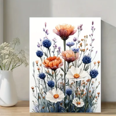 Colorful Wildflowers Painting Wall Art Canvas Framed 40x60