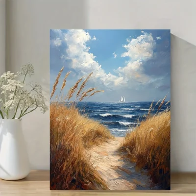 Coastal Beach Landscape Wall Art Canvas Framed 40x60
