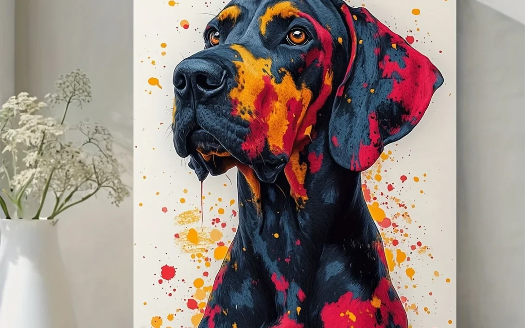 Abstract Great Dane Dog Painting Wall Art Canvas Framed 40×60