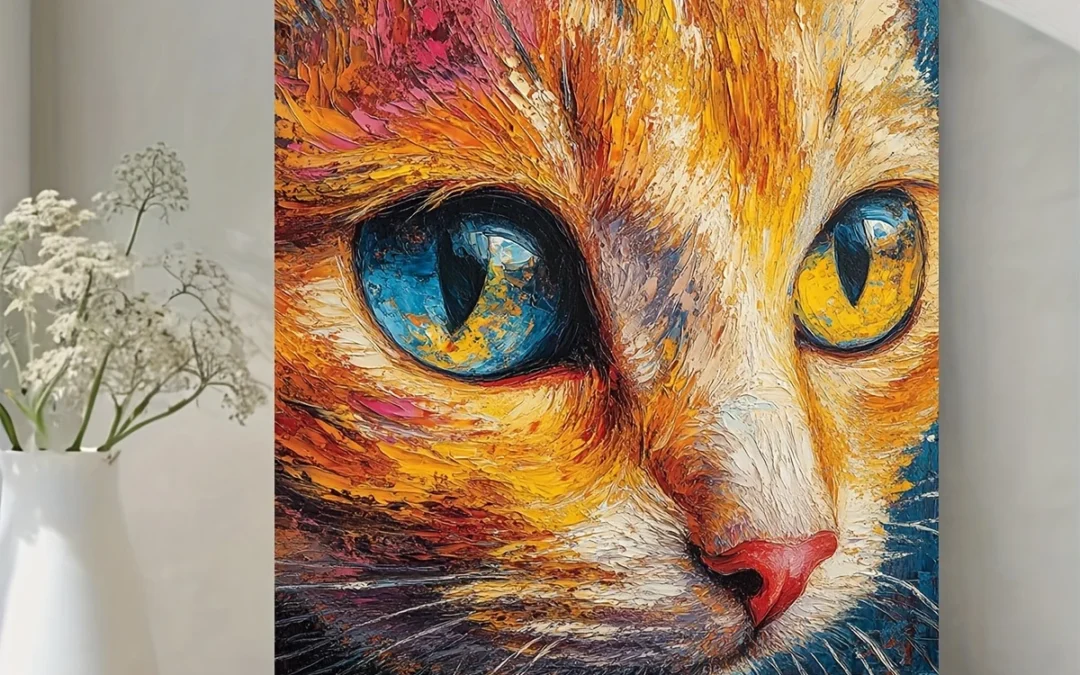 Paris Eiffel Tower Cat  Wall Art Canvas Framed 40×60