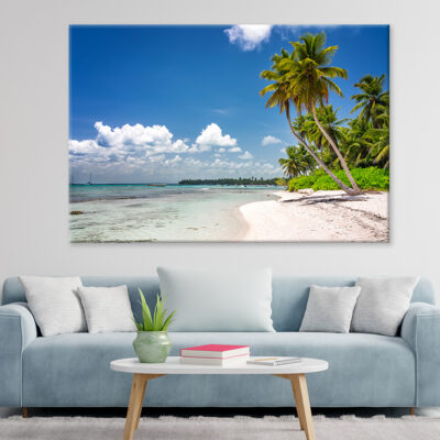 Tropical Beach with Palm Trees Wall Art Print 100% Australian Made