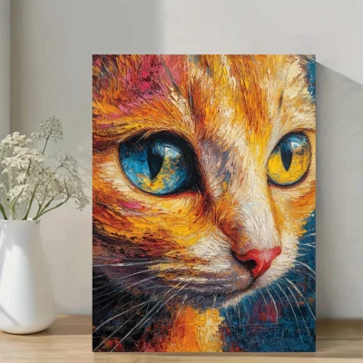 Paris Eiffel Tower Cat  Wall Art Canvas Framed 40x60