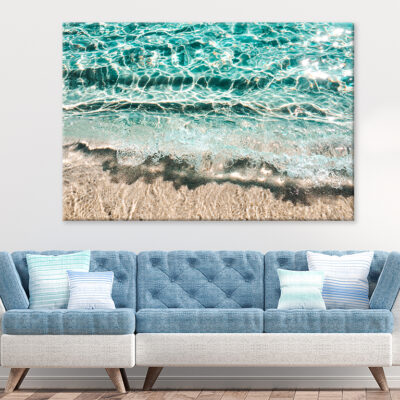 Turquoise Wave on Sandy Shore Wall Art Print 100% Australian Made