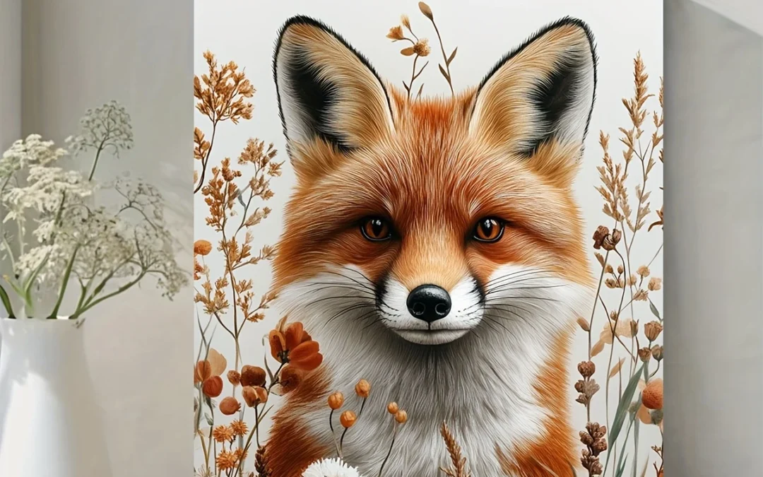 Vibrant Orange Fox in Autumnal Forest Scene Wall Art Canvas Framed 40×60