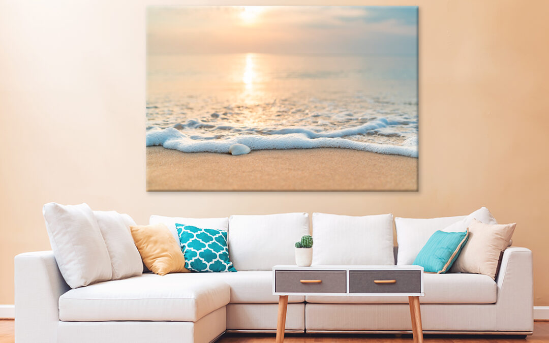 Sea Waves On The Golden Sand Wall Art Print 100% Australian Made