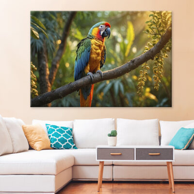 Elegant Parrots Sitting On A Branch Wall Art Print 100% Australian Made
