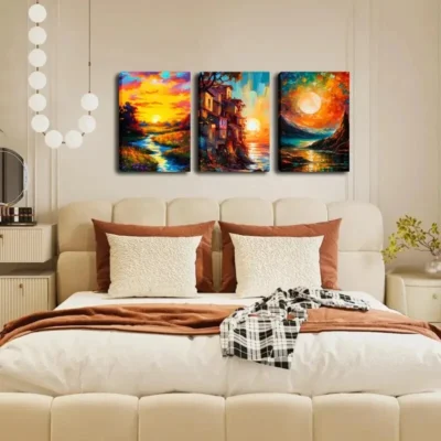 3pcs Abstract Landscape With Beauty Of Nature Wall Art Set Canvas Framed 40x60cm - High Quality Print 100% Australian Made Wall Canvas Ready to Hang