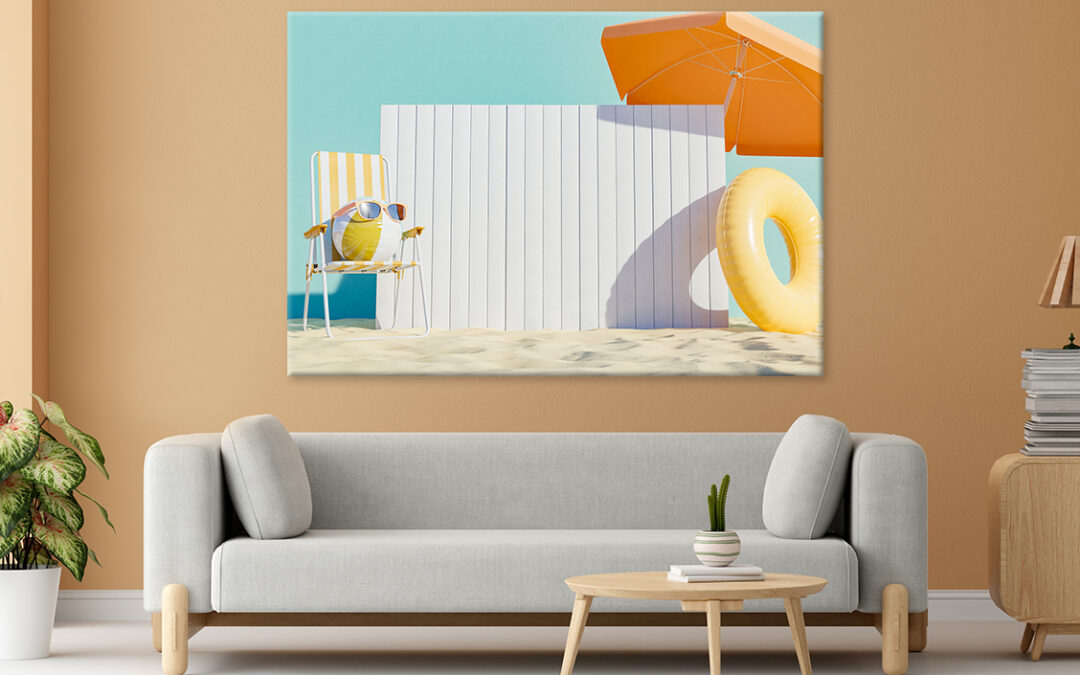 Beach Sand with Chair and Board Wall Art Print 100% Australian Made