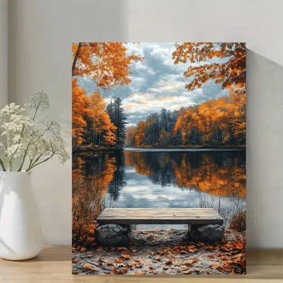 Vibrant Autumn Landscape  Wall Art Canvas Framed 40x60