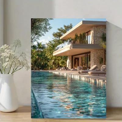 Elegant Minimalist Swimming Pool Wall Art Canvas Framed 40x60