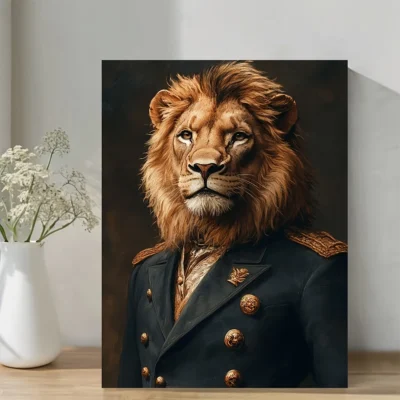 Dark Gentleman Lion Painting Wall Art Canvas Framed 40x60
