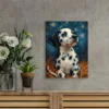 Starry Night With A Spotted Black And White Puppy Wall Art Canvas Framed 40x60 - Image 2
