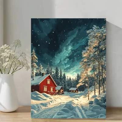 Lapland Finland Winter Scene Wall Art Canvas Framed 40x60