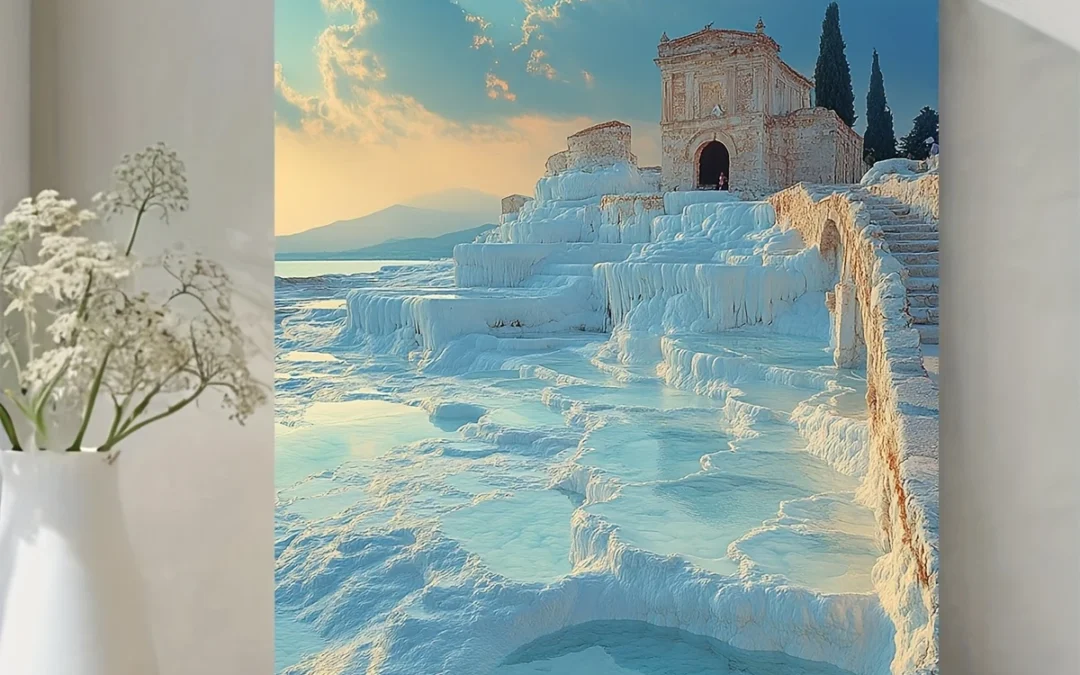 Vibrant Landscape Pamukkale Turkey Wall Art Canvas Framed 40×60