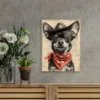 Cowboy Chihuahua Sheriff Wall Art Canvas Framed 40x60 - Image 2