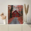 Autumn Farmhouse Fall Landscape Wall Art Canvas Framed 40x60 - Image 2