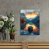 Vibrant Sunset Landscape with Rowboat Wall Art Canvas Framed 40x60 - Image 2