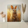 Whimsical Rabbit in Wheat Field Wall Art Canvas Framed 40x60 - Image 3