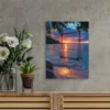 Ocean Sunset Palm Tree Swing Beach Wall Art Canvas Framed 40x60 - Image 2