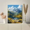 Vibrant Mountain & Lake Landscape Wall Art Canvas Framed 40x60 - Image 3