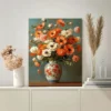 Vibrant Colorful Flower Vase Wall Art Canvas Framed 40x60 - Image 2