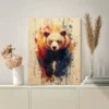 Grizzly Bear Abstract Modern Splatter Wall Art Canvas Framed 40x60 - Image 3