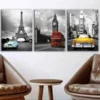 3pcs Eiffel Towers Big Ben & NYC Scenes Vintage Wall Art Set Canvas Framed 40x60cm - High Quality Print 100% Australian Made Wall Canvas Ready to Hang - Image 3