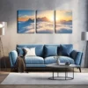 3pcs Serene Mountain Sunrise Scene with Snow Wall Art Set Canvas Framed 40x60cm - High Quality Print 100% Australian Made Wall Canvas Ready to Hang