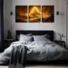 3pcs Golden light shining Magic hilltop abstract Wall Art Set Canvas Framed 40x60cm - High Quality Print 100% Australian Made Wall Canvas Ready to Hang - Image 2