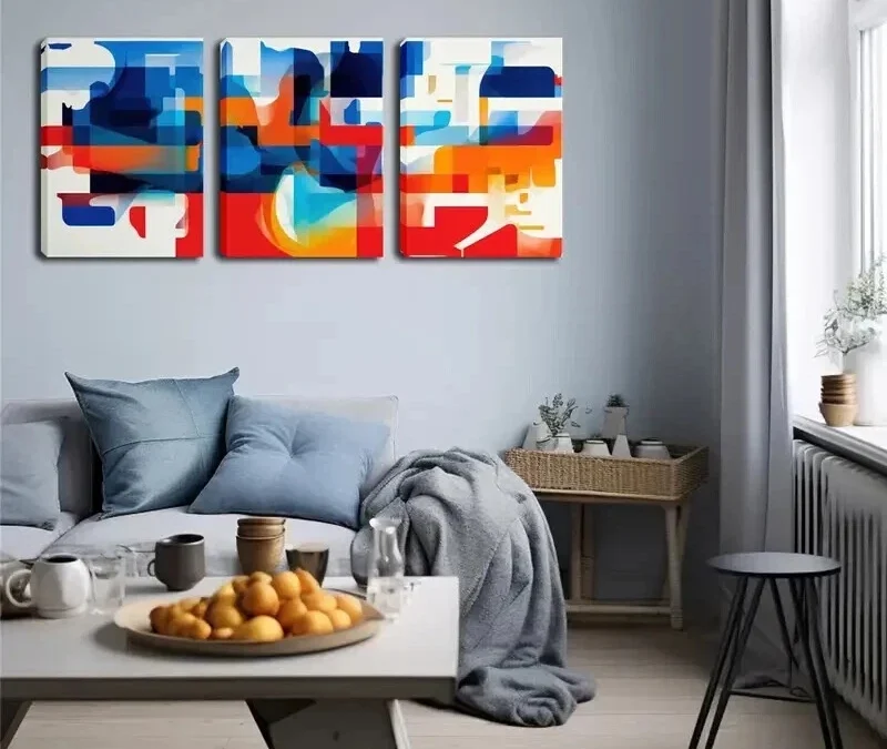 3pcs Colorful Abstract Wall Art Set Canvas Framed 40x60cm – High Quality Print 100% Australian Made Wall Canvas Ready to Hang