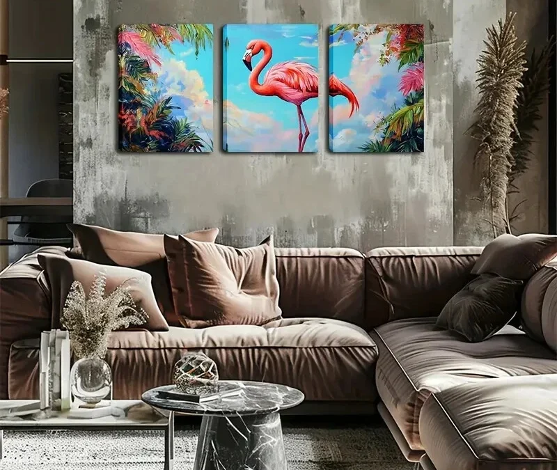 3pcs Soft Blue And Pink Sky Tropical Dream Style Wall Art Set Canvas Framed 40x60cm – High Quality Print 100% Australian Made Wall Canvas Ready to Hang