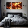 3pcs Flame Knight Unicorn Horse Modern Wall Art Set Canvas Framed 40x60cm - High Quality Print 100% Australian Made Wall Canvas Ready to Hang