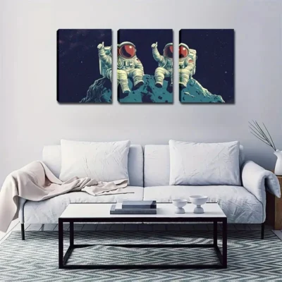 3pcs  futuristic cosmic world of light Wall Art Set Canvas Framed 40x60cm - High Quality Print 100% Australian Made Wall Canvas Ready to Hang