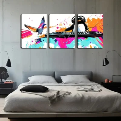 3pcs Animal music writer Children's fun style Wall Art Set Canvas Framed 40x60cm - High Quality Print 100% Australian Made Wall Canvas Ready to Hang