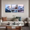 3pcs Snowy Mountain Scenery Wall Art Set Canvas Framed 40x60cm - High Quality Print 100% Australian Made Wall Canvas Ready to Hang