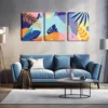 3pcs  Colorful Abstract Leaves  Wall Art Set Canvas Framed 40x60cm - High Quality Print 100% Australian Made Wall Canvas Ready to Hang - Image 2