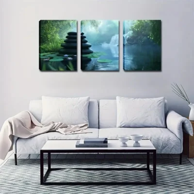 3pcs  Waterfall Water Figurative Style Wall Art Set Canvas Framed 40x60cm - High Quality Print 100% Australian Made Wall Canvas Ready to Hang
