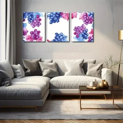 3pcs The Grape Figurative Style Wall Art Set Canvas Framed 50x70cm - High Quality Print 100% Australian Made Wall Canvas Ready to Hang