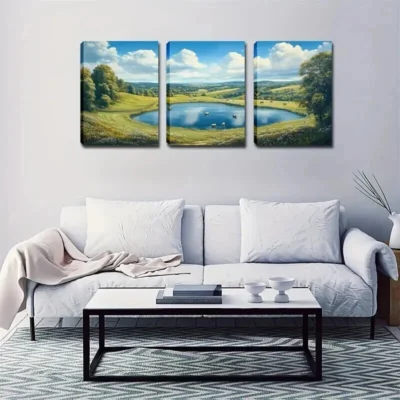 3pcs Sunny Weather Elegant Style Wall Art Set Canvas Framed 50x70cm - High Quality Print 100% Australian Made Wall Canvas Ready to Hang