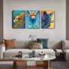 3pcs A luxurious and gilded fox Wall Art Set Canvas Framed 40x60cm - High Quality Print 100% Australian Made Wall Canvas Ready to Hang
