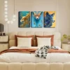3pcs A luxurious and gilded fox Wall Art Set Canvas Framed 40x60cm - High Quality Print 100% Australian Made Wall Canvas Ready to Hang - Image 3
