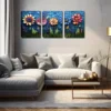 3pcs Weird Flowers On Green Grass Modern  Wall Art Set Canvas Framed 50x70cm - High Quality Print 100% Australian Made Wall Canvas Ready to Hang - Image 3