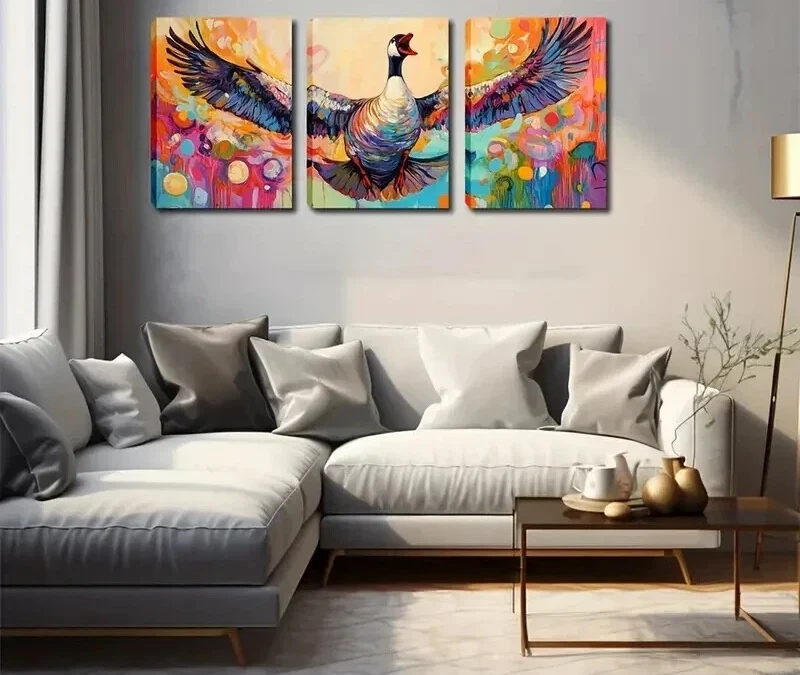 3pcs Colorful Feather Design Wall Art Set Canvas Framed 50x70cm – High Quality Print 100% Australian Made Wall Canvas Ready to Hang