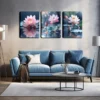 3pcs Lotus Flower and Lotus Bud Wall Art Set Canvas Framed 40x60cm - High Quality Print 100% Australian Made Wall Canvas Ready to Hang
